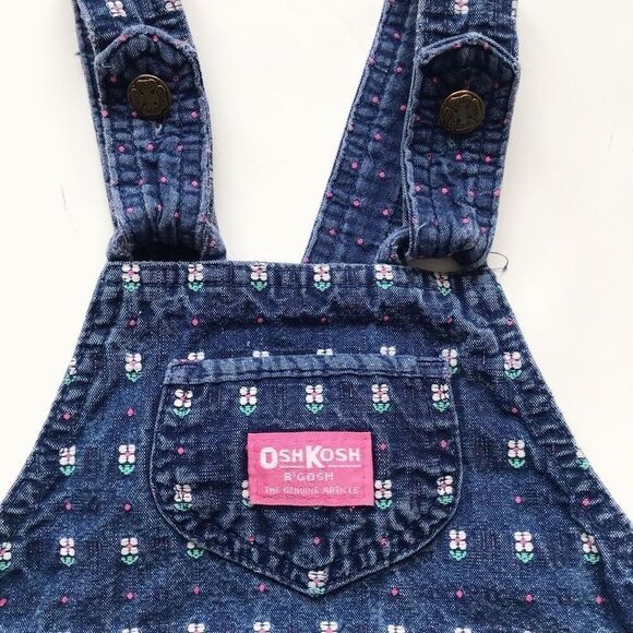 Vintage Oshkosh embroidered floral denim dress 6X - Picture 2 of 8